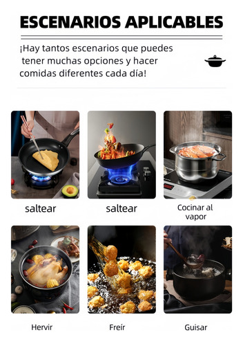 Bateria Sartén Antiadherente 13 Pcs Negras Bateria De Cocina