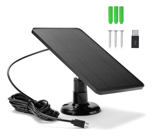 Fuente De Alimentación De Panel Solar De 10w 5v Ip65 A Prueb Color Negro