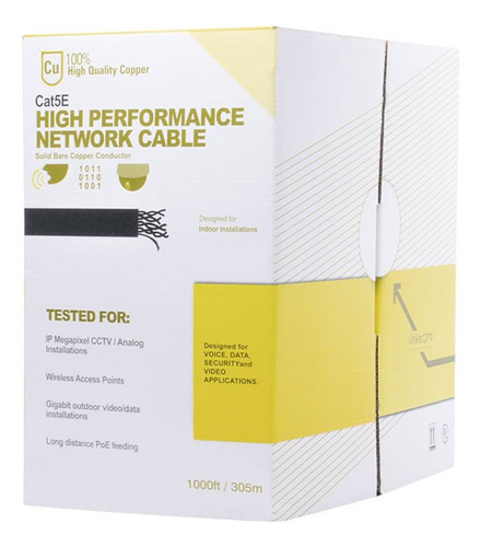 Bobina Linkedpro 305m Cat5e Utp 100% Cobre Gris Pro-cat-5e