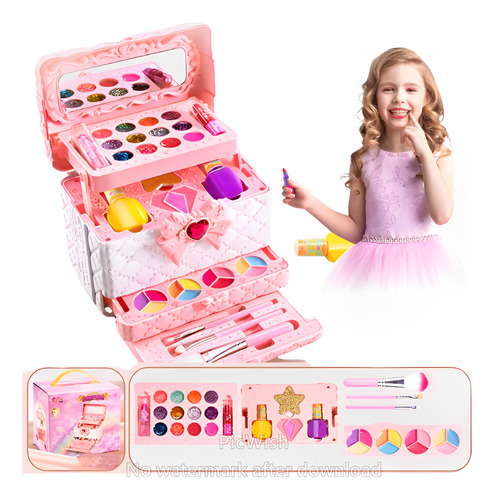 Juego De Maquillaje Lavable Real Kits De Belleza Para Niños