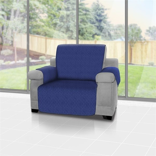 Forro Protector De Sofá Y Muebles Reversible Azul 1 Puesto