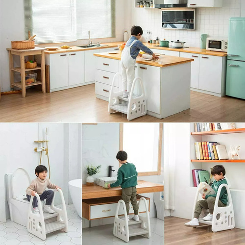 Taburete Antideslizante Con Escalera Y Agarradera Para Niños