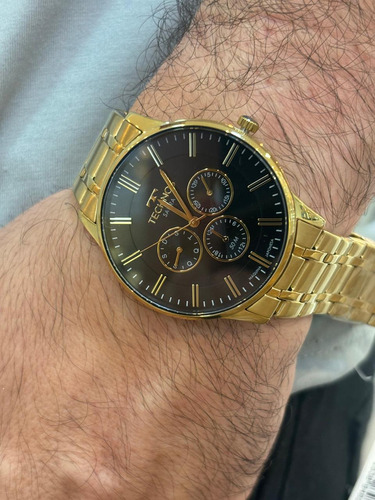 Relógio Technos Masculino Slim Dourado 6p29ame/1p