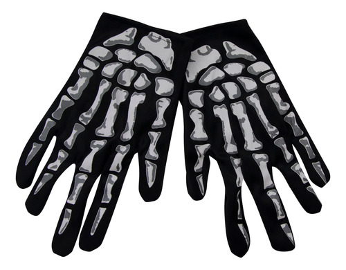 Guantes Esqueleto La Muerte Tela Disfraz Cotillon Halloween