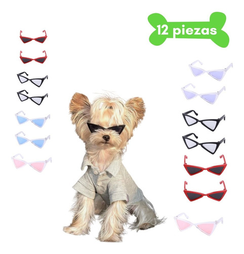 Lentes Triangulares Sol Para Mascotas Razas Pequeñas(12 Pza)
