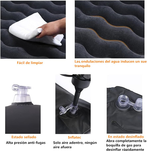 Colchón Inflable Para Auto Inflador 12v Y 2 Almohadas Cómodo