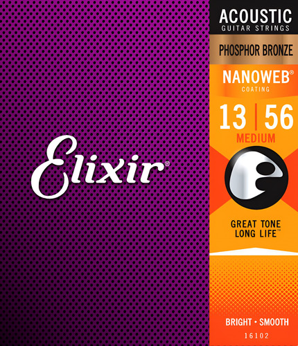 Cuerdas Elixir 16102 Nanoweb Guitarra Acustica 13/56