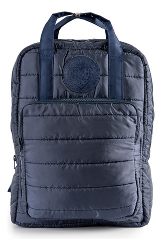 Mochila Olimpia Puffer Merope Color Azul Diseño De La Tela Rayas