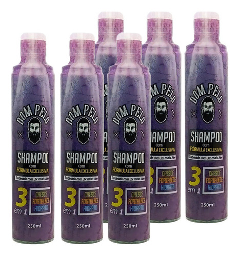 Kit 10 Unid Shampoo Cresce E Fortalece 3 Em 1 250ml Dom Pelo