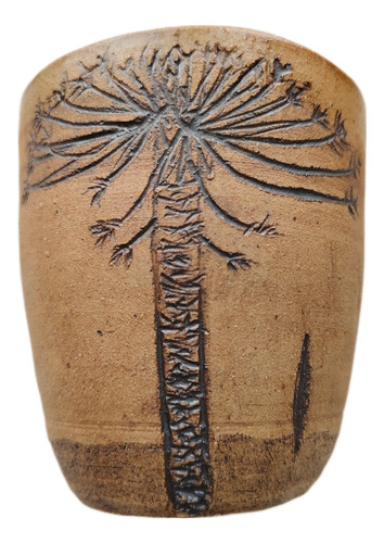 Vaso Rustico Pewen Con Sello En Cerámica Gres