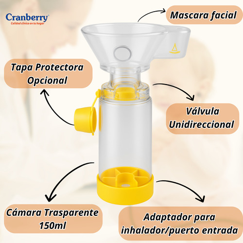 Nebulizador Pediatrico Aerocamara Portatil Niños Bebes Nasal Amarillo