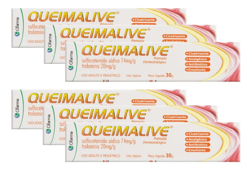 Kit Pomada Dermatológica Queimalive Com 6 Caixas De 30g Cada