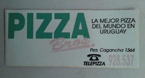 Calco Pizza Bros Bar 1990s Adhesivo 16x7 Calcomania Exterior
