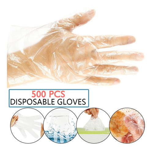 500 Guantes Desechables De Plástico Sin Látex Para Aliment