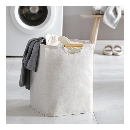 Cesto Plegable 80l Lavandería Impermeable Peva Asas Madera