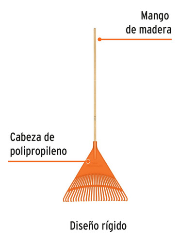 Rastrillo Plástico Rígido 26 Dientes Mango 48 PuLG., Truper