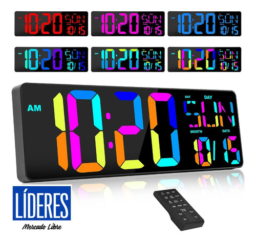 Reloj Digital Grande Multicolor Cronómetro C/remoto Alarma