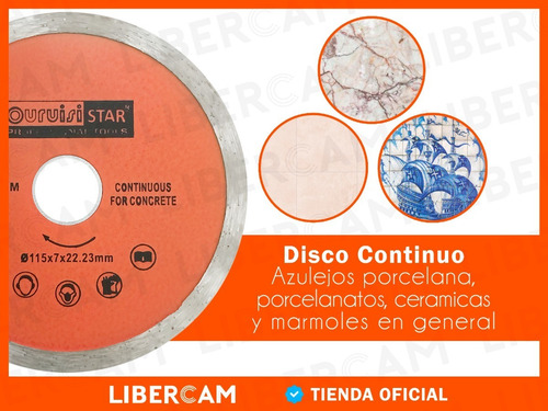 Imagen 7 de 10 de Disco Diamantado Para Amoladora Angular 115mm Continuo