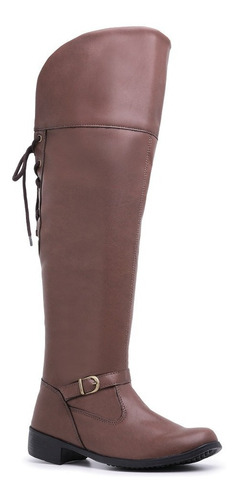 Montaria De Inverno Estilo Over The Knee Com Bico Redondo