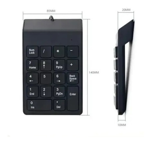 Teclado Numérico Usb Notebook Alámbrico Laptop Color del teclado Negro