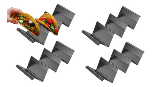 4x Taco Stands Tacos Shell Servando Bandeja Ferramenta Preto