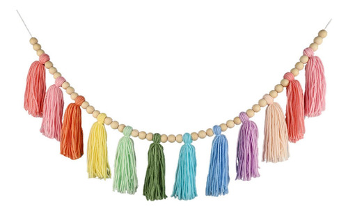 My Guirnalda De Borlas Con Cuentas De Madera 12 Colores