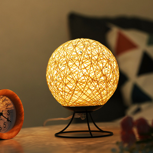 Mesita De Noche Led De Ratán, 3 W, Hueca Decorativa