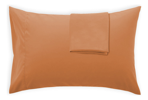 4 Fundas De Almohada | King Size | 2 Colores A Color NARANJA OSCURO-CAFE Lisa