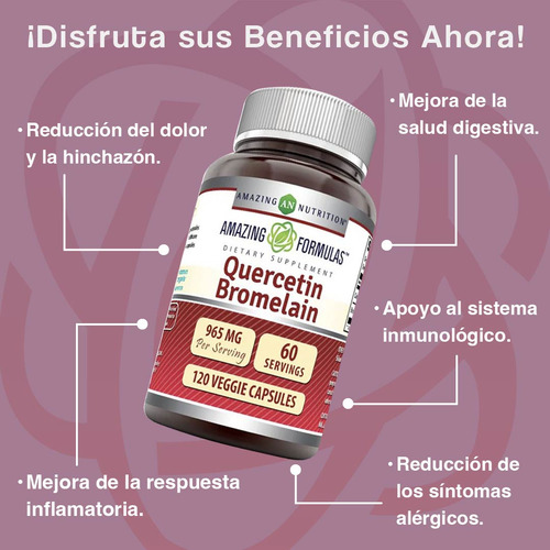Amazing Formulas Quercetin Bromelain Apoyo Inmune 120 Caps
