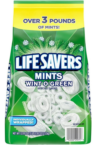 Salvavidas Life Savers Wint O Green menta con azúcar 1.53kg