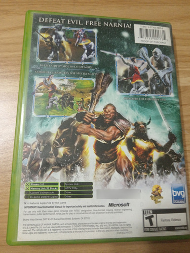 Narnia The Lion,the Witch And The Wardrobe Xbox (Usado)