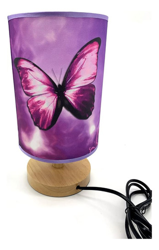Lámpara De Mesa Luz De Noche Mariposa Púrpura Base Decoració