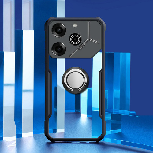 Funda Para Tecno Pova 6 Pro Neo Suave Marco Claro Anillo Color Negro