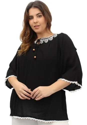 Blusa Hindu Bordada Talles Grandes Belgrano Anaandi
