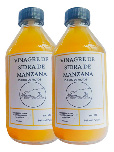 Vinagre De Sidra De Manzana 500ml 2x250ml Probiótico- Vidrio