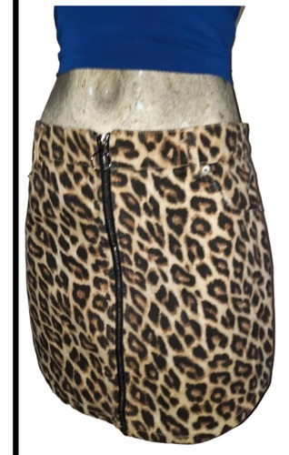 Sexy Falda Animal Print Forever 21 Cierre Tipo Mezclilla 