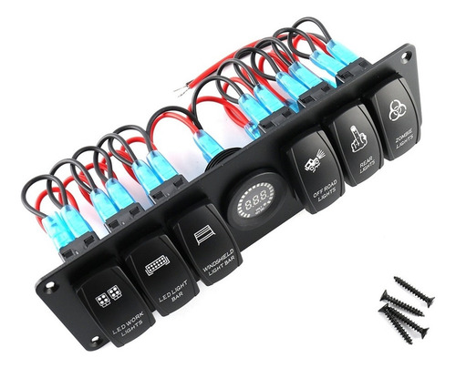 6 Gang Toggle Panel De Interruptor De Rocker Colorido Led Vo