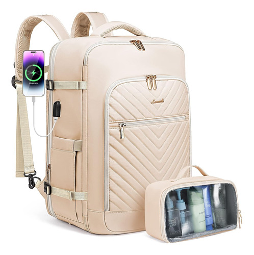 Mochila P/ Laptops Lovevook, P/ Mujer, Beige, C/ Entrada Usb