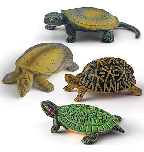 Figura De 4 Tortugas Terrestres Pequeñas De Box Turtle Toys