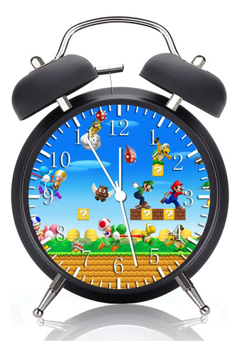 Mario - Reloj Despertador De Escritorio Con Campana Doble C.