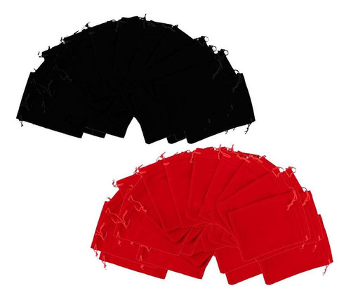 100 Pcs Bolsa Pequeña De Para Joyas Objetos (negro, Rojo) .