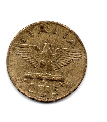 Italia Reino Moneda 5 Centesimi Año 1939 Xvii R Km#73a