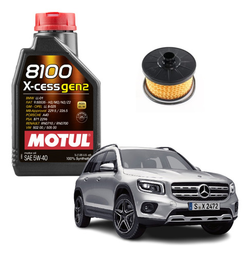 Kit Óleo Motul 8100 5w40 Mercedes Glb 200 1.3 19 20 21 22 23