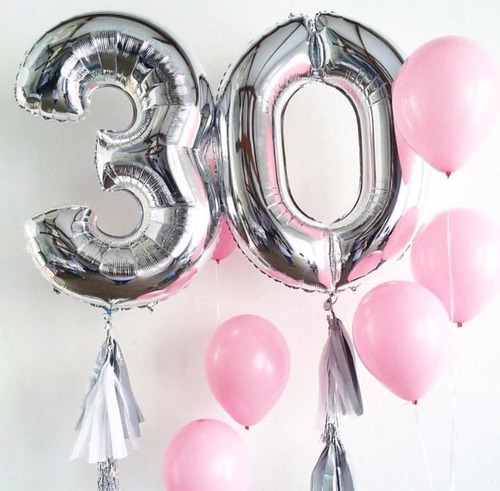 Globos Metalizados De Números Plata 80cm