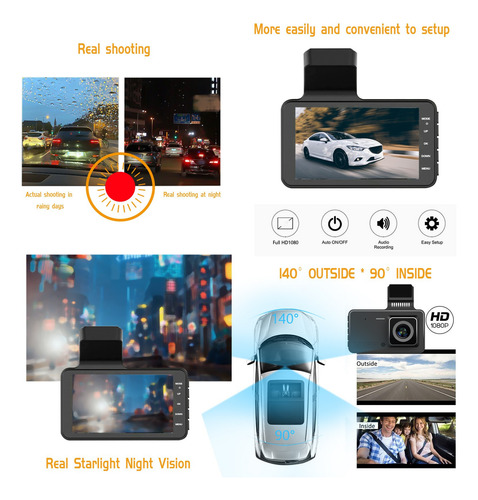Grabador De Conducción Con Lentes De Pantalla 1080p De Alta