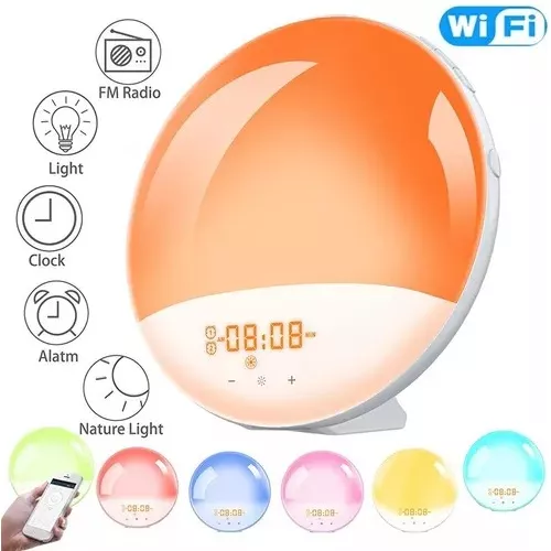 Wi-fi smart despertar luz do dia relógio despertador com 7 cores do nascer  do sol/por do sol vida inteligente tuya aplicativo funciona com despertador  electrónico Em promoção! > Decoração da casa