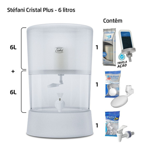 Filtro Cristal Plus 6 Litros - Stéfani Cor Incolor
