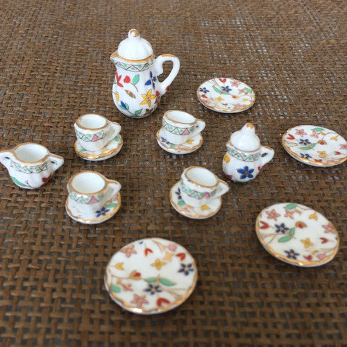 1:12 Dollhouse Miniatura Porcelana Flor Chá Xícara Cozinha D