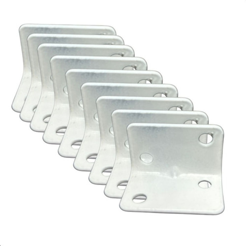 Kit Com 10 Cantoneira De Fixação 4 Furos Branco Móveis