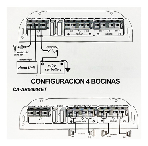 Imagen 7 de 9 de Amplificador Carbon 4 Canales 1200 Watts Clase A/b Ab6004et